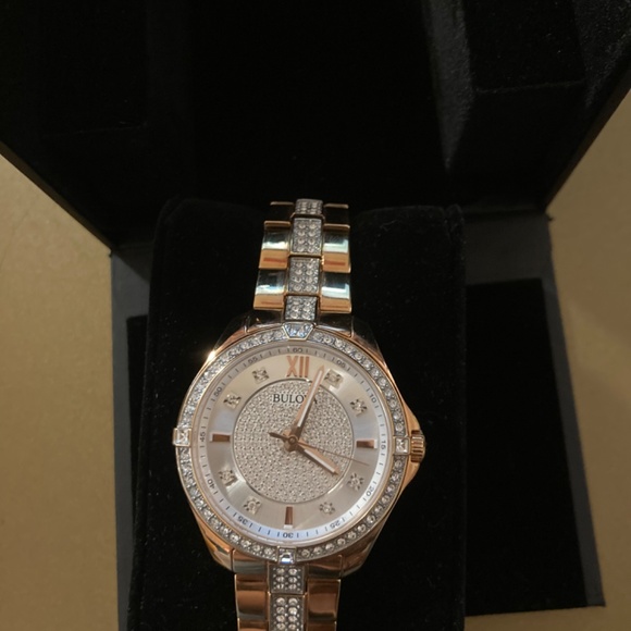 Bulova Rose Gold Tone w Crystal Watch - Picture 3 of 11